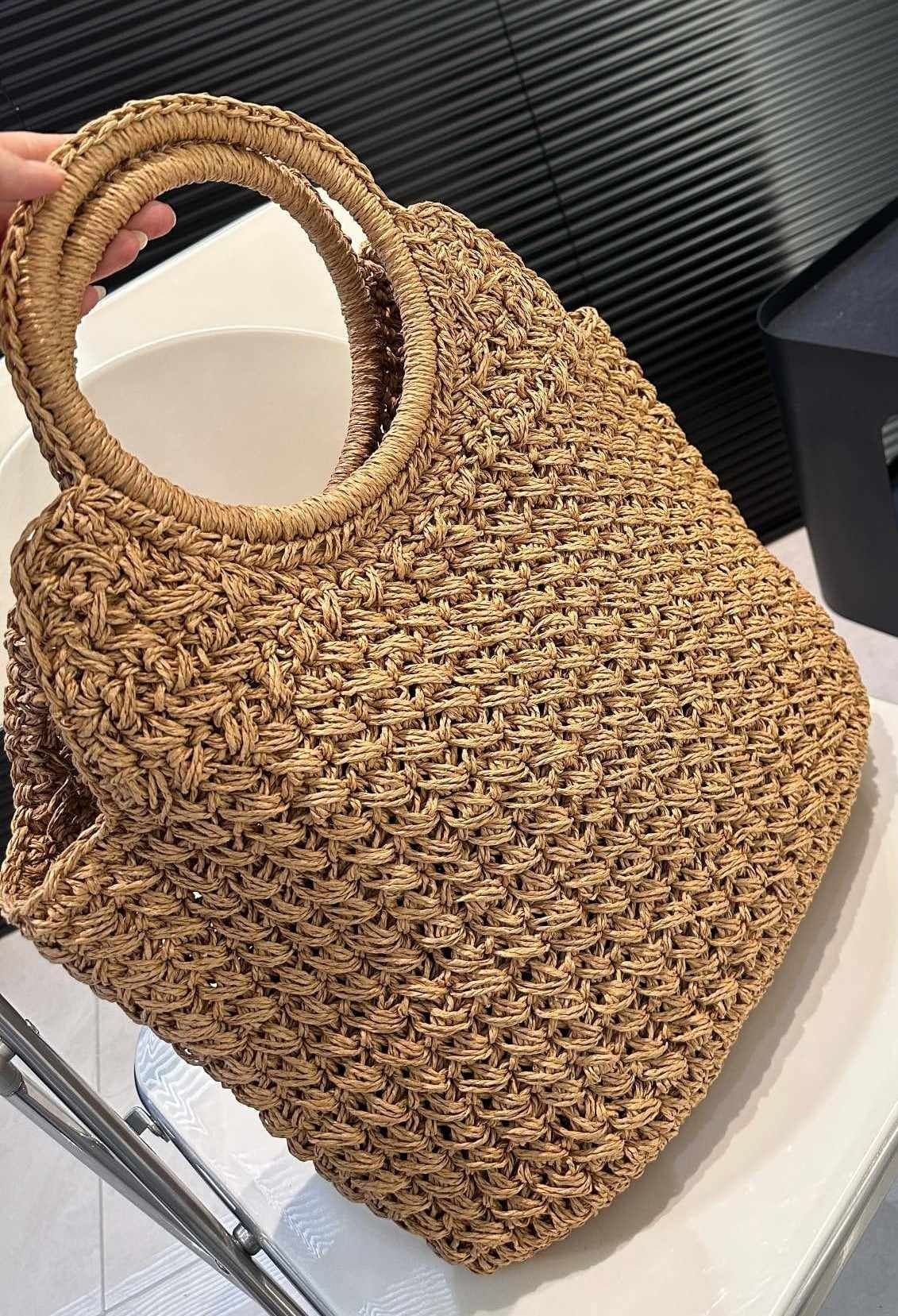Torebka koszyk siatka Ysl Yevs Saint Laurent Rafia