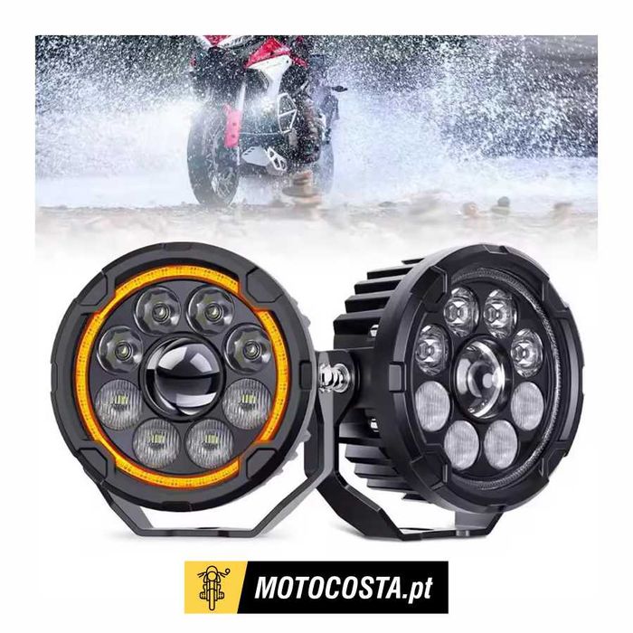 Faróis auxiliares LED 110W - Duplo feixe com DRL âmbar 4.5 pol