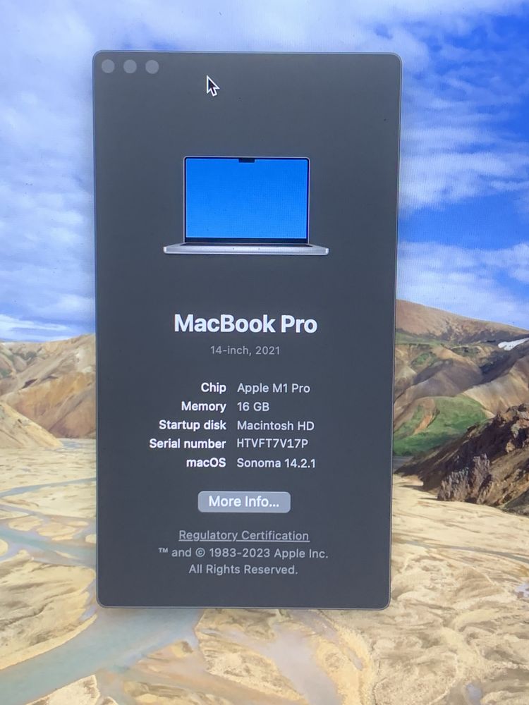 MacBook Pro M1 pro chip 1TB 16 GB RAM