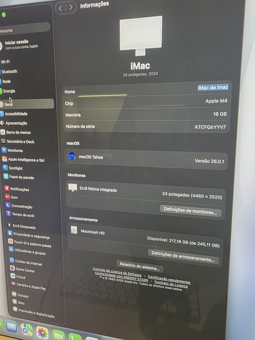 iMac M4 24" 16GB 256GB NOVO. Troca/retoma. Fatura, garantia, mouse key