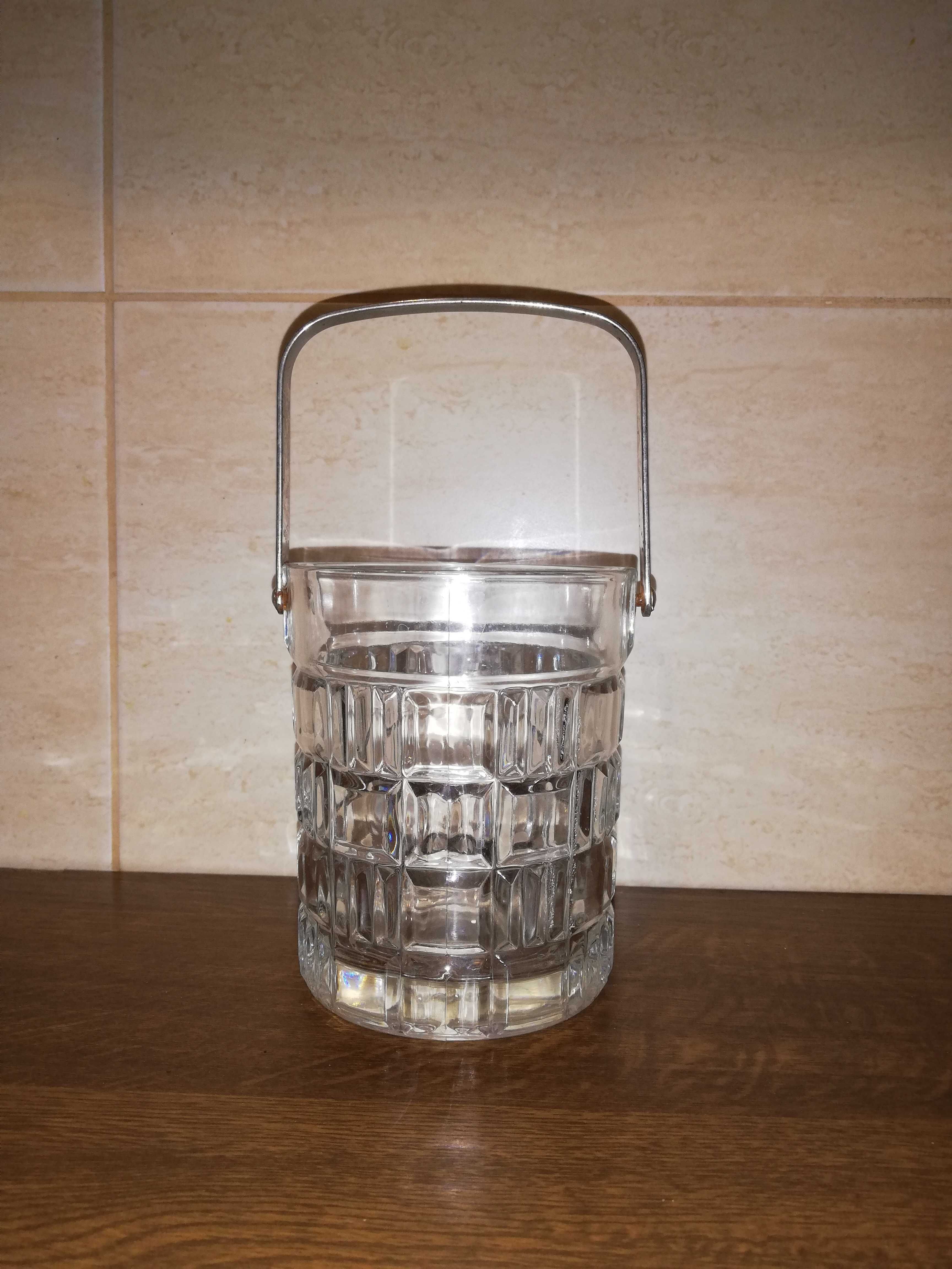 Szklany pojemnik na lód Art Deco vintage
