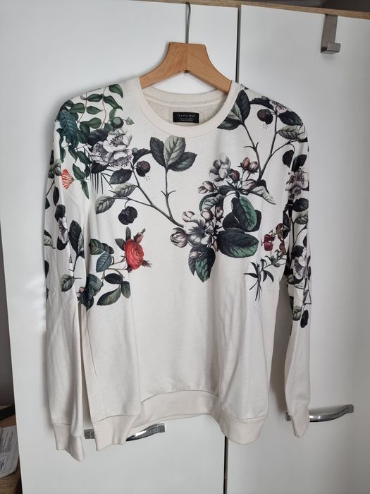 Męska bluza Zara L M rośliny kremowa