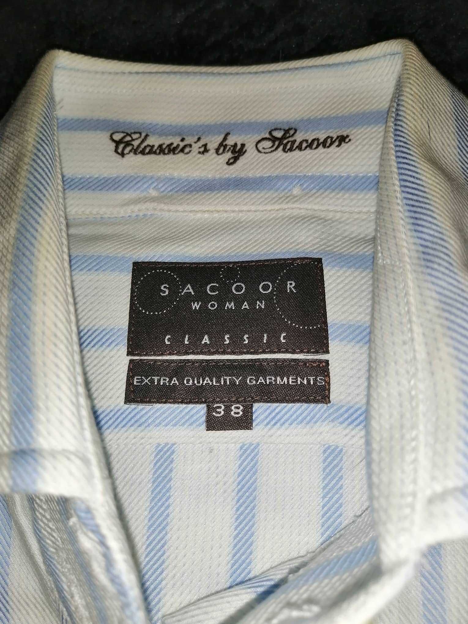 Camisa clássica branca risca azul Tam. 38 Sacoor - excelente estado