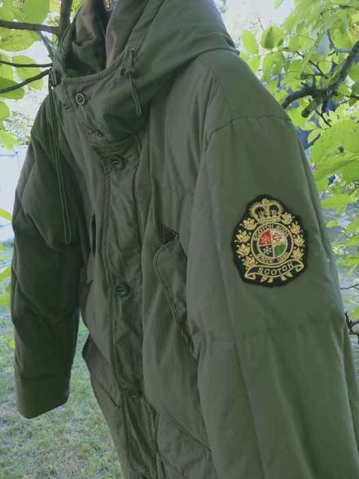 Bardzo ciepła kurtka zimowa Scotch&Soda męska z kapturem oliwkowa XL