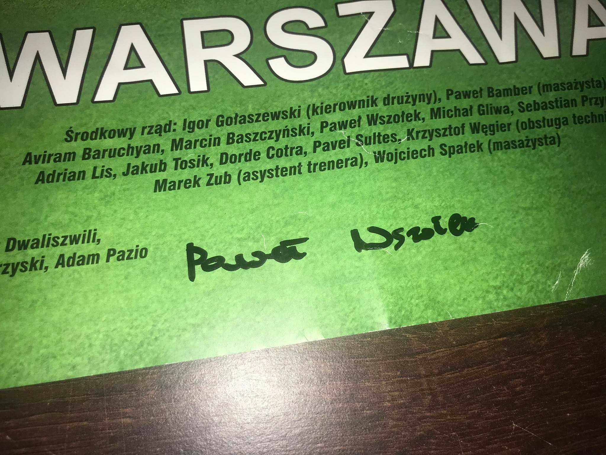 Pamiątki POLONIA WARSZAWA, autografy, Baszczyński, Jodłowiec, Wszołek