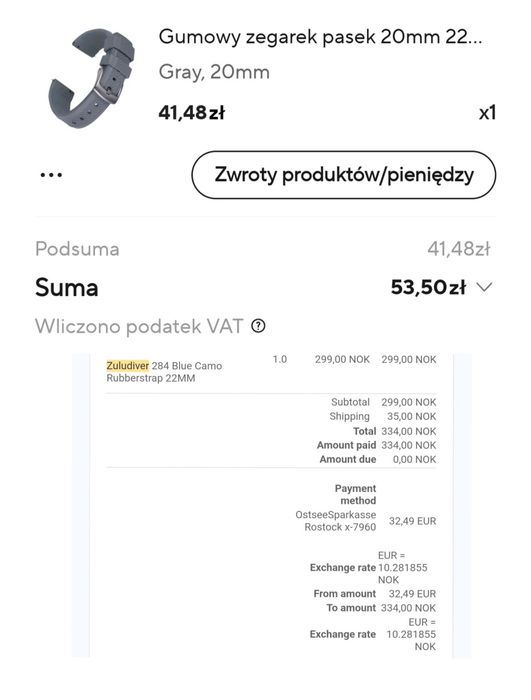 Pasek Zuludiver 284 do zegarka 22mm