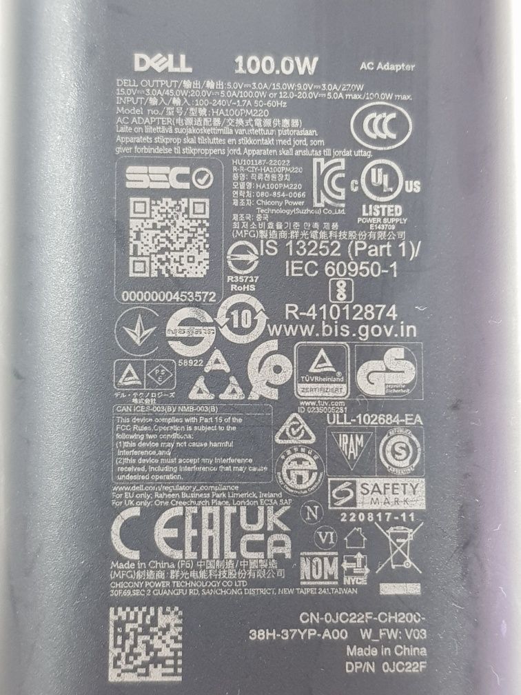 Блок питания Dell  Type-C  100W от5-20v "Original"