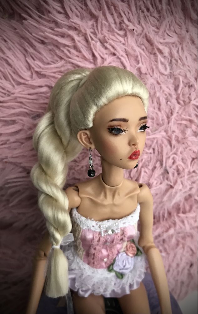 Peruka wig dla lalki bjd 1/4 popovy kucyk blond