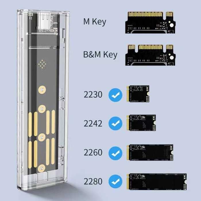 Obudowa dysku SSD Kieszeń NVMe+SATA M.2 NGFF USB 3.1 USB-C 4TB 10Gbps