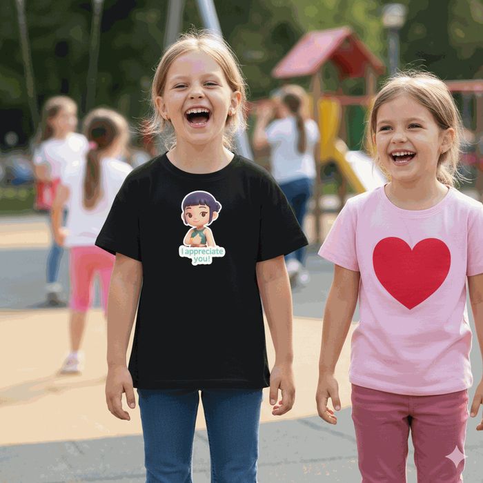 Koszulka dziecięca czarna City Quest: postać, i appreciate you! 140