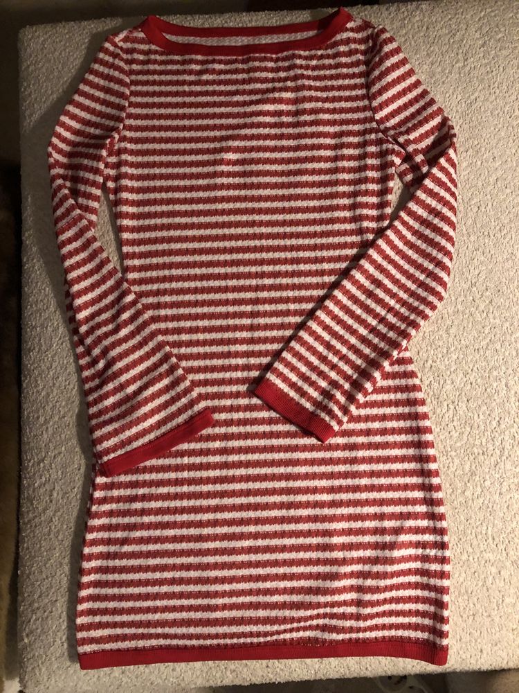 Vestido riscas, malha , manga comprida, novo