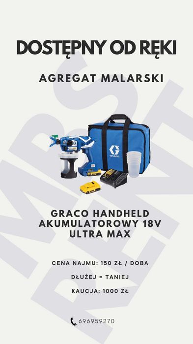 Wypożyczę Agregaty pompy GRACO szpachlarskie malarskie