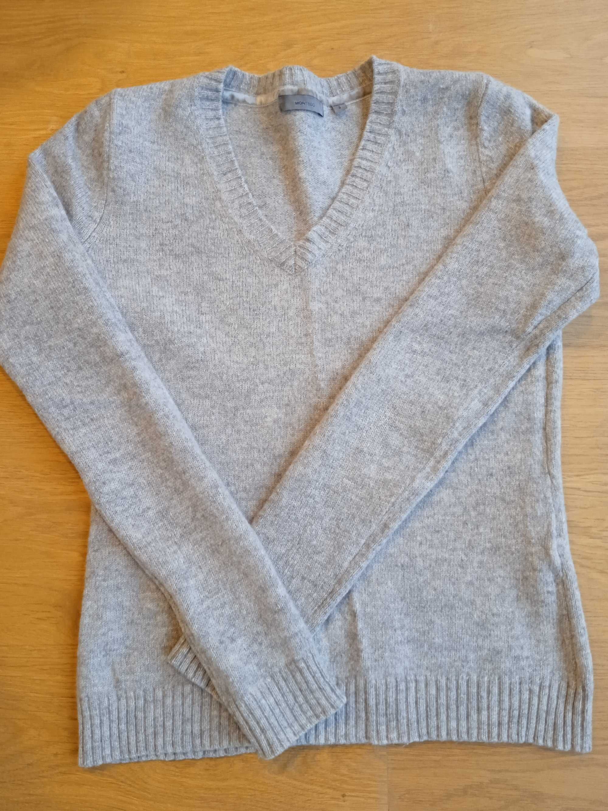 Sweter wełniany S Montego szary melanż