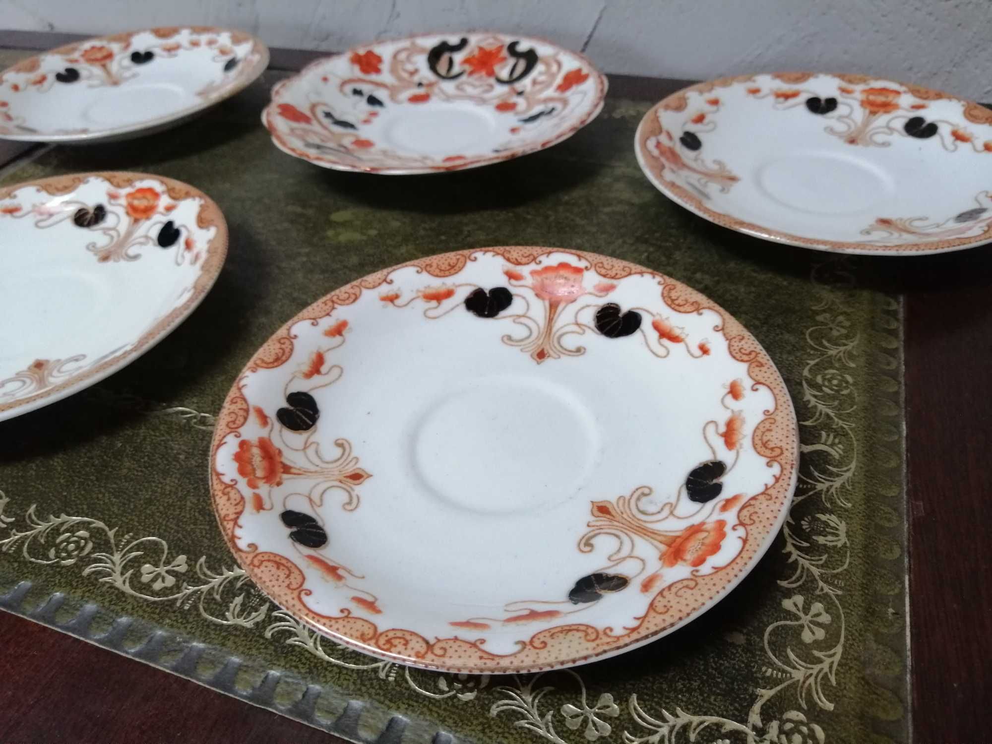 Zestaw 5 angielskich porcelanowych talerzyków