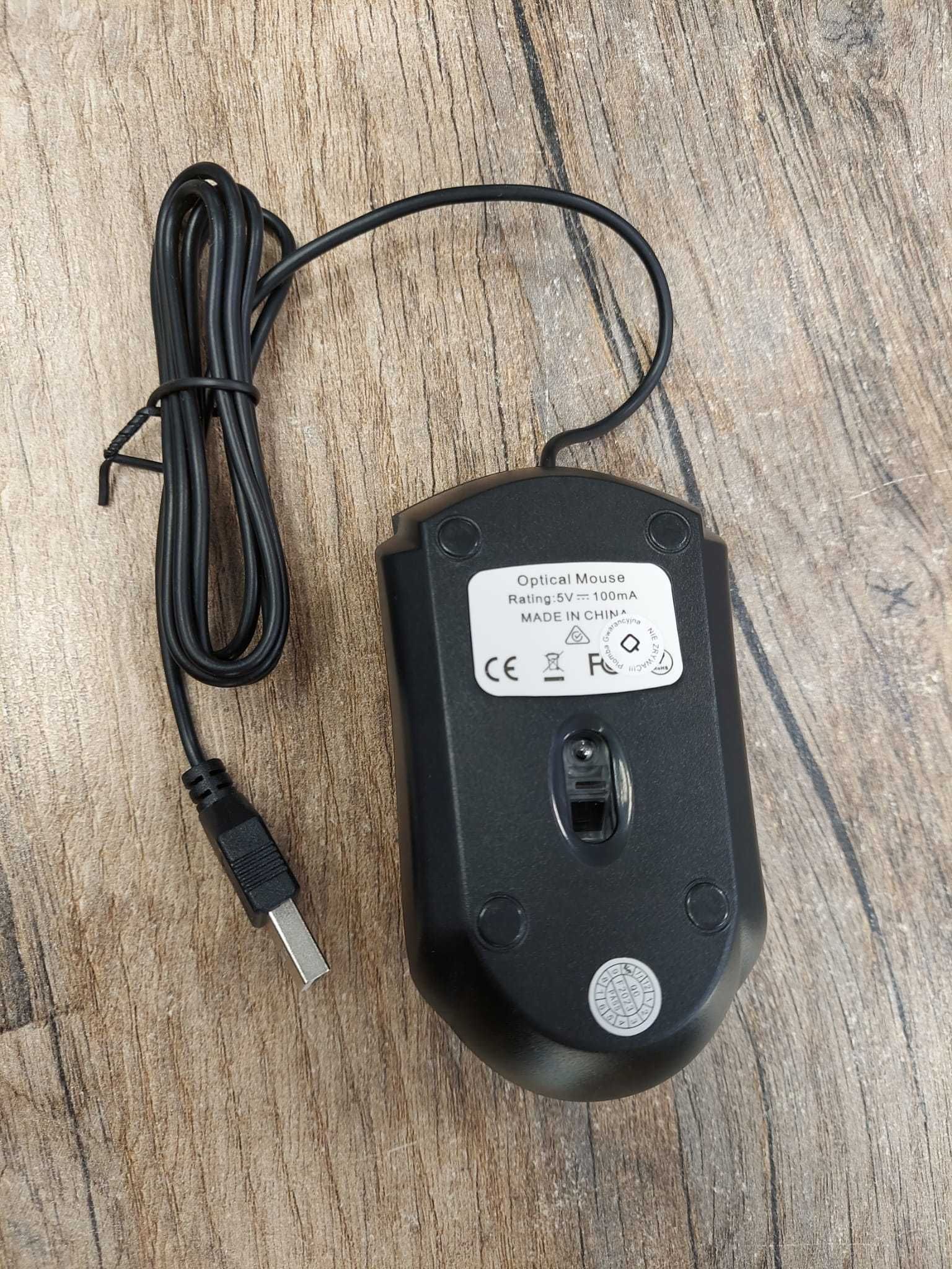 Mysz komputerowa przewodowa optyczna czarna Mouse 5V 100mA gwarancja