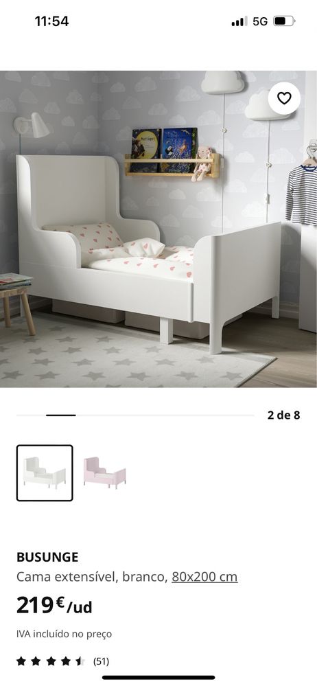 Cama individual para criança - IKEA Busunge com possibilidade de transporte