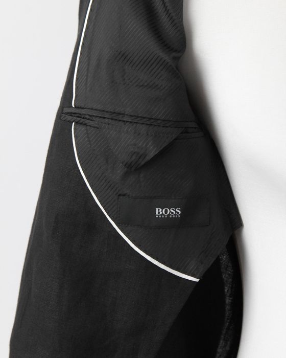 HUGO BOSS чоловічий чорний піджак з льону, лляний. Оригінал. (М)