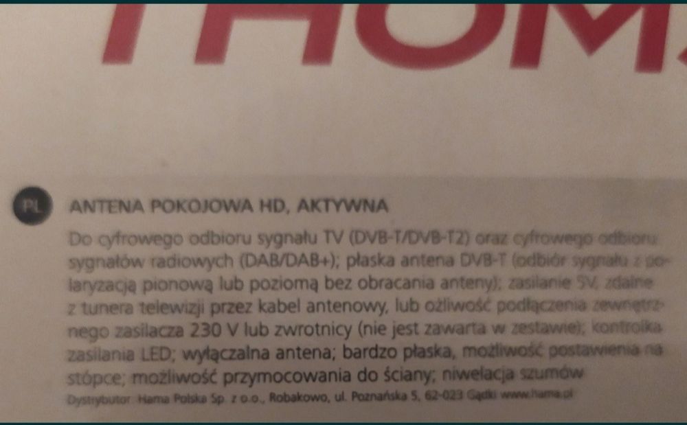 Antena cyfrowa pokojowa lub na działkę
