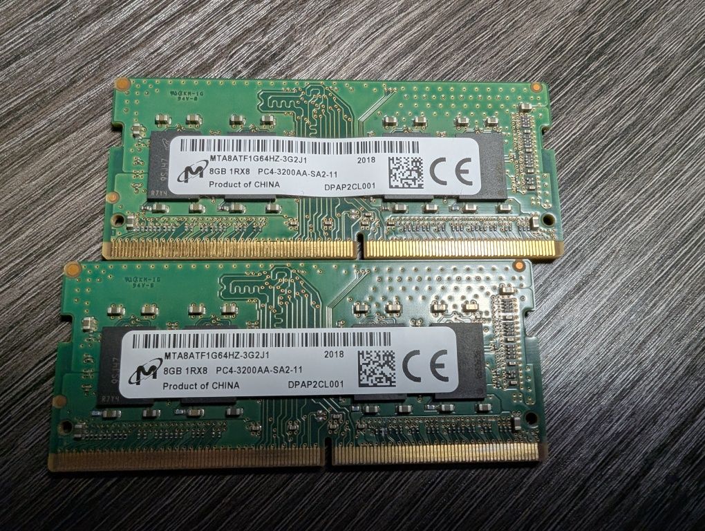 Пам'ять Micron 2*8GB SO-DIMM DDR4 3200 MHz (MTA8ATF1G64HZ-3G2J1)