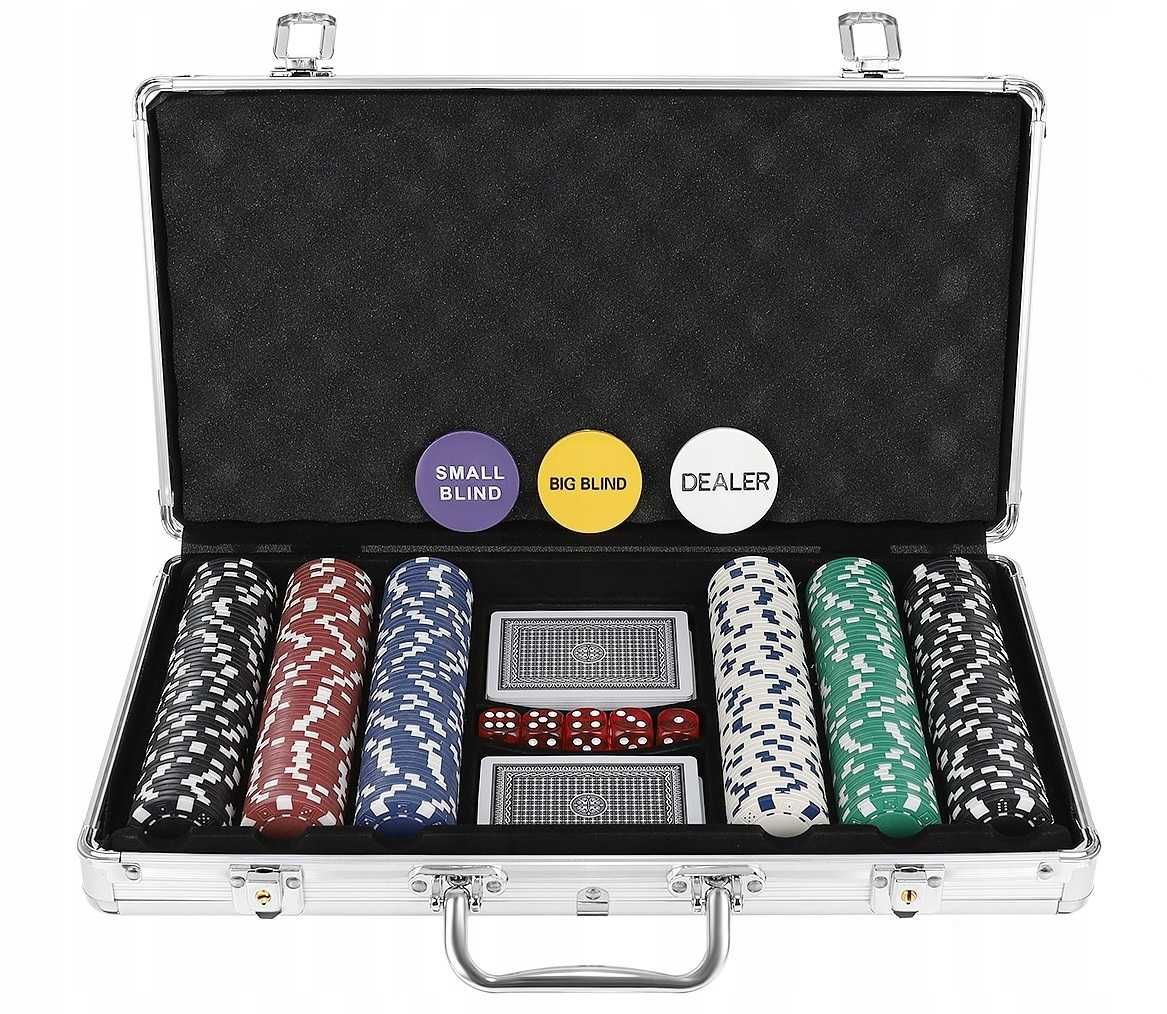 Poker Zestaw do Pokera 300 Żetonów Texas Walizka * Video-Play