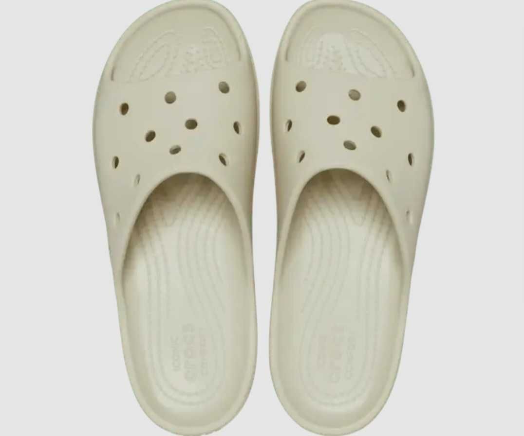 Crocs Platform slide бежевые шлепанцы крокс.