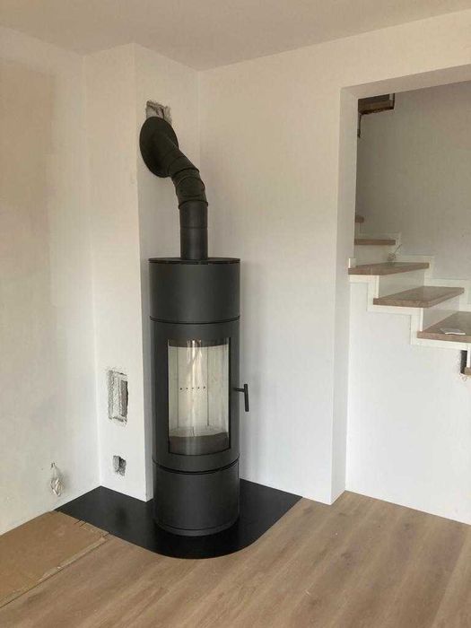 sprzedaż montaż koza piec ROLLO z komin zewnętrznym z rur kwasowych