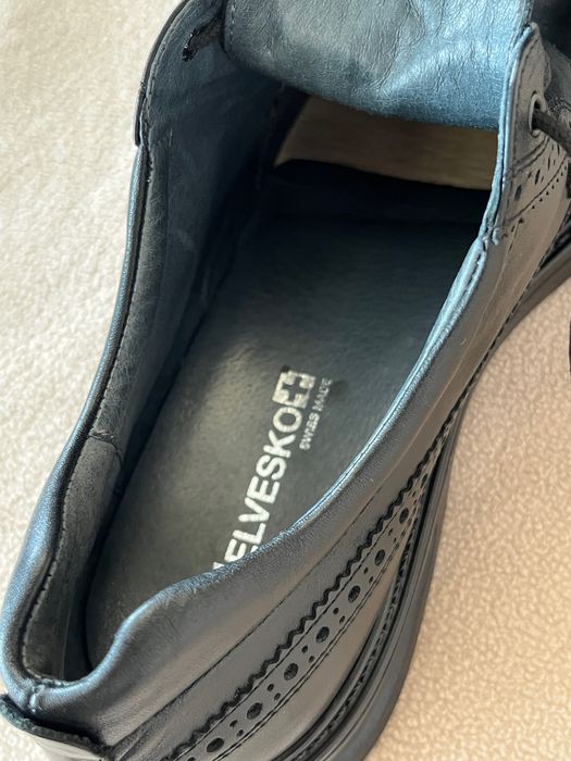 Helvesko męskie skórzane półbuty brogsy