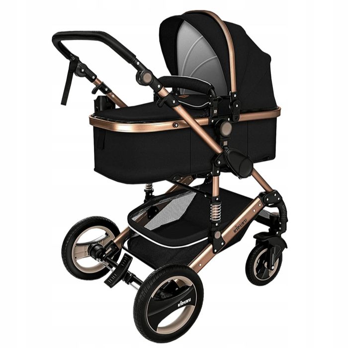 Kiduku wózek dziecięcy 3 w 1 w kolorze czarnym