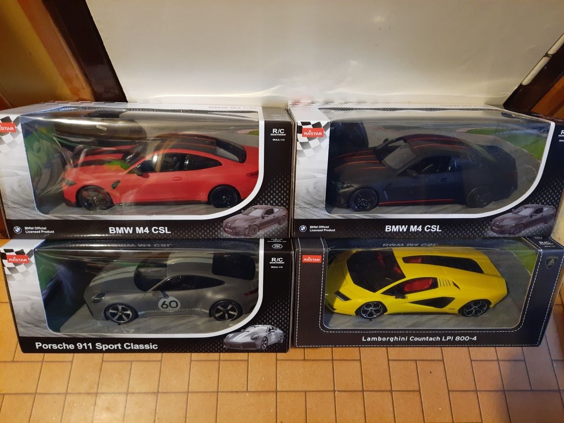 Zestaw 4dużych,zdalnie sterowanych aut: BMW,Porsche,Lamborghini;1:16