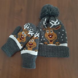 NOWY Komplet dziecięcy czapka +rękawiczki