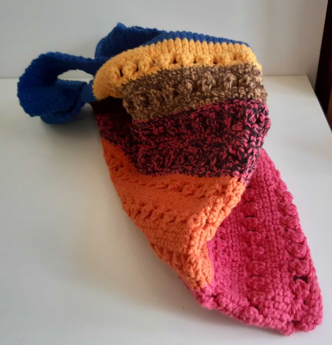 Saco Sacola Mala Crochê Artesanal Colorido Estimado