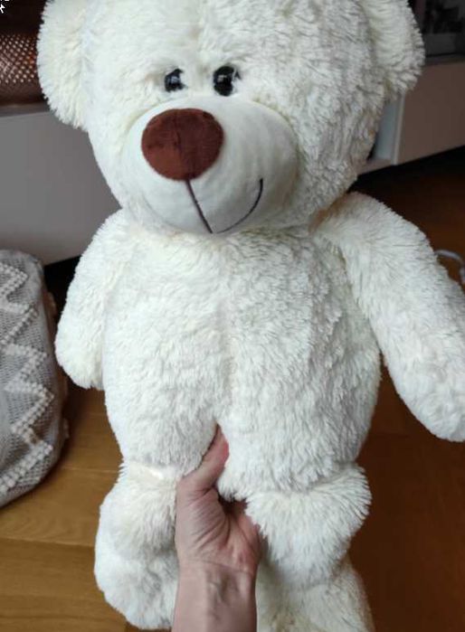 Miś pluszowy ecru kremowy pluszak duży jak nowy