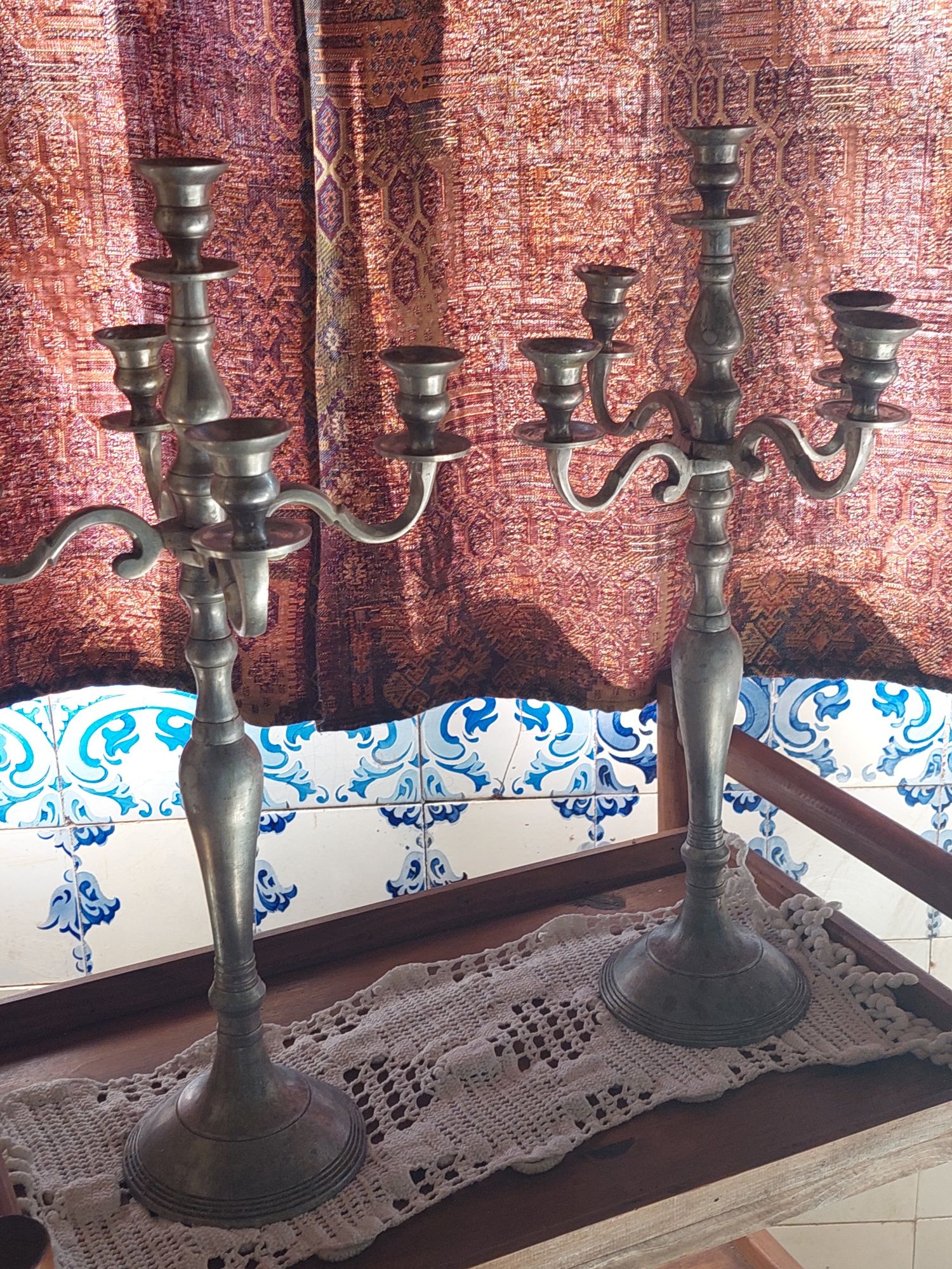 CANDELABROS ESTANHO 5 LUMES belissimos atigos e sobrios