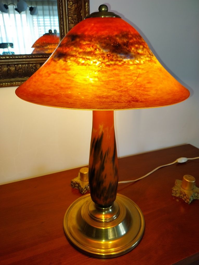 Candeeiro antigo de mesa em cristal assinado