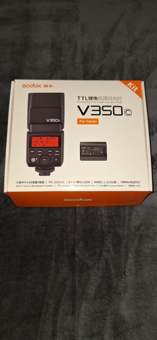 Flash Godox TTL V350 para Canon + bateria extra