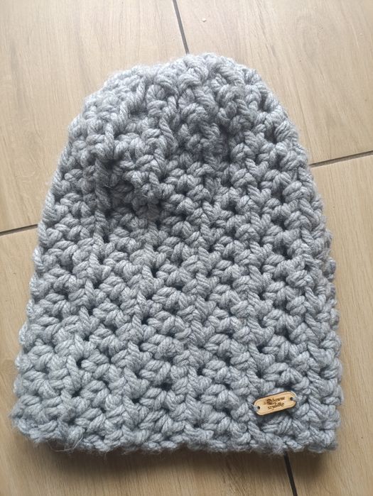 Szara czapka ręcznie robiona dit zabawne szydełko rękodzieło