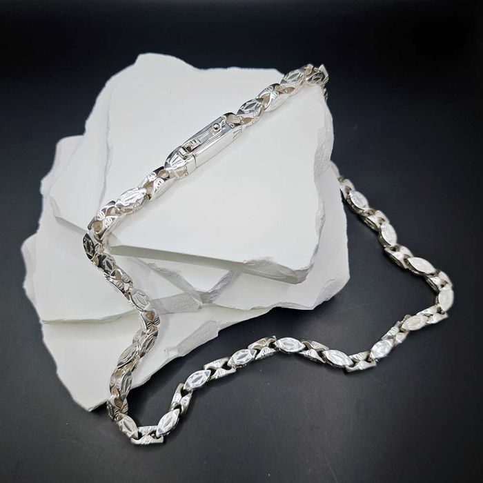 Cartier łańcuszek srebrny 7.5mm 60cm pusty 90g zapięcie szuflada