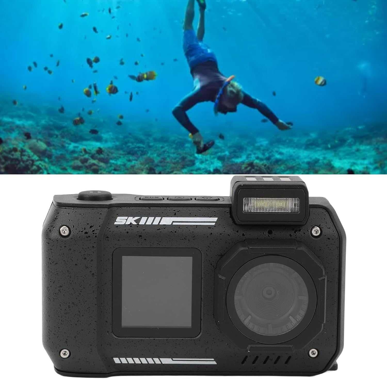 Kamera Podwodna 4K 65 MP z Autofocusem  1,44 Cala Podwójny Ekran
