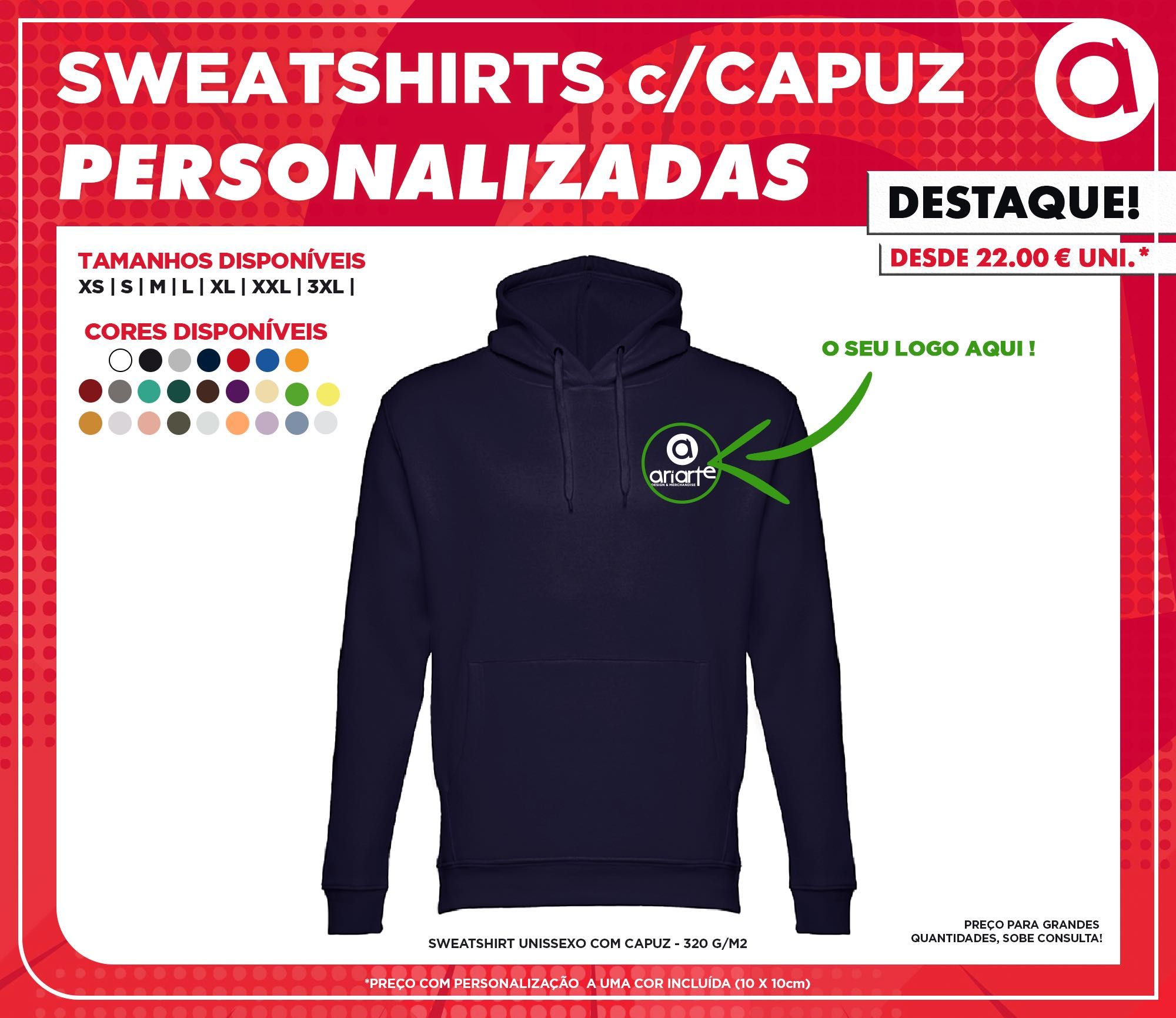 Sweatshirts com Capuz (Hoodie) Personalizadas