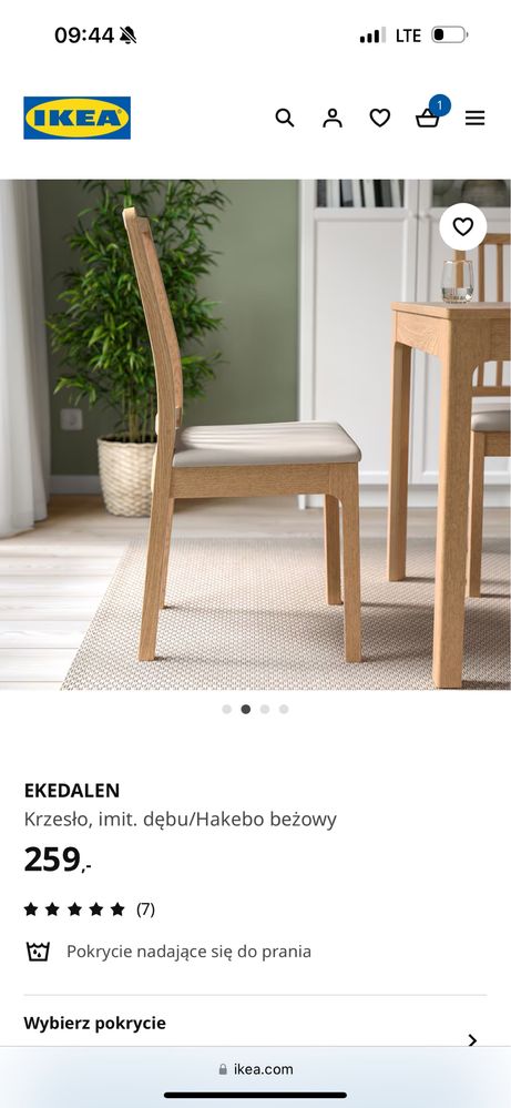 Ikea krzesla krzeslo ekedalen 3 szt tapicerowane drewno