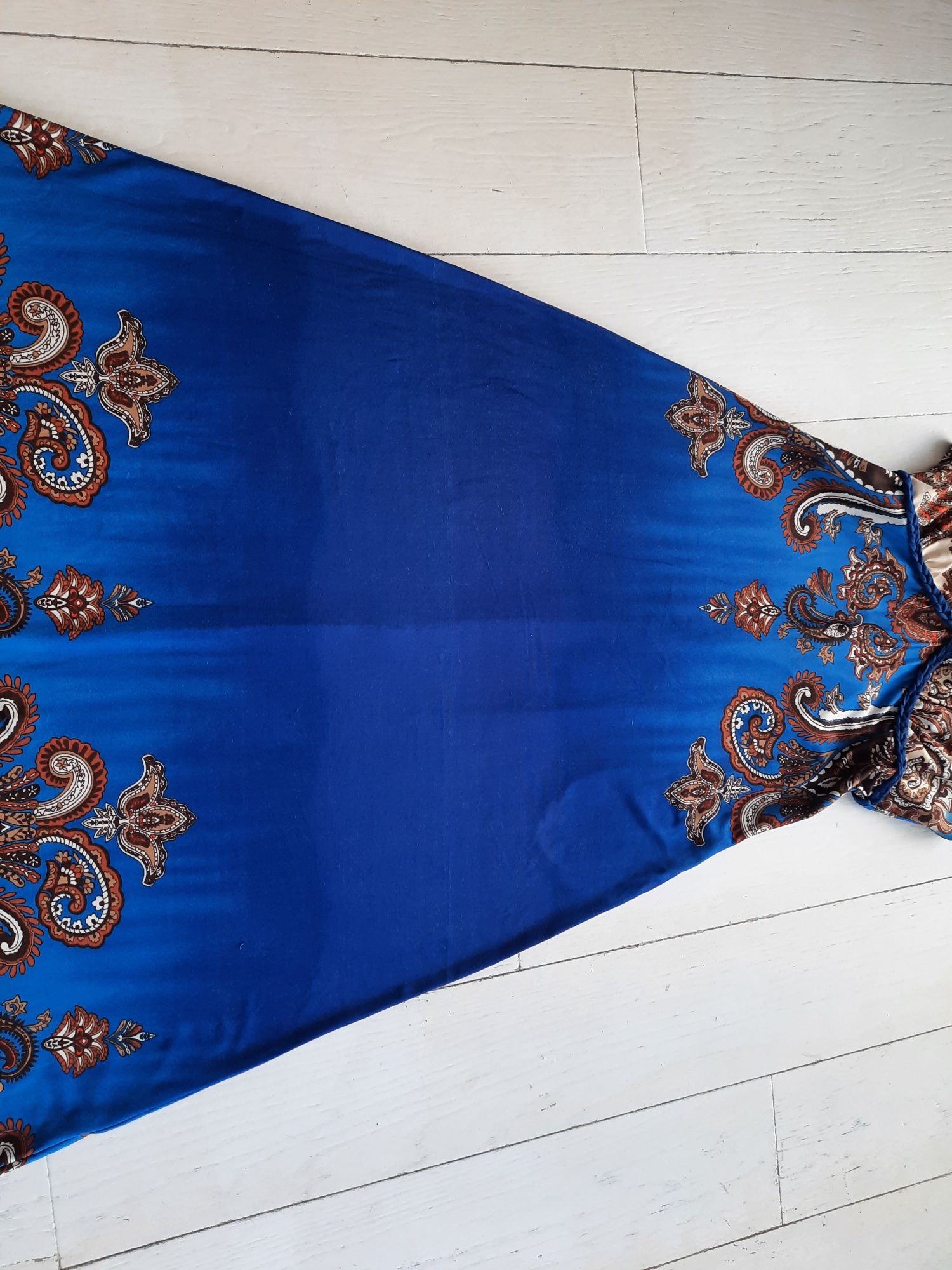 Sukienka granat etno długa maxi na ramiączka rozmiar M