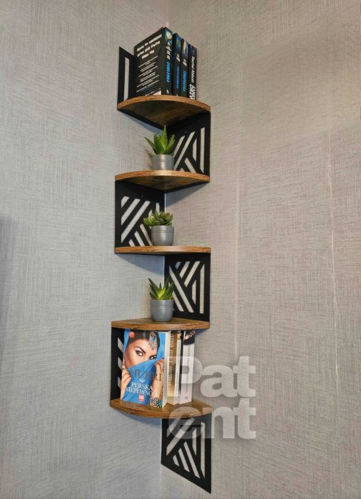 Loftowa narożna dekoracja ścienna kwietnik 5 poziomów wzór