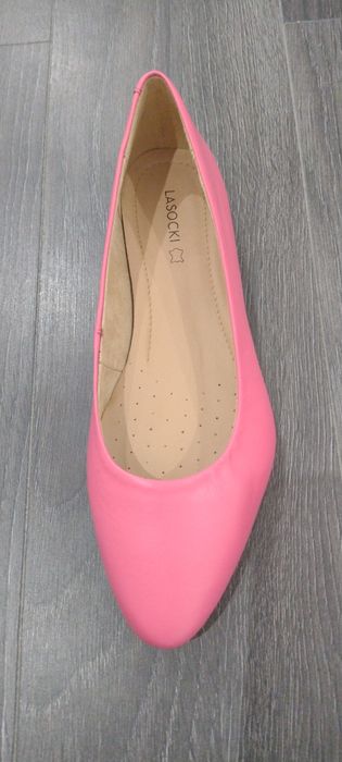 Buty baleriny Lasocki rozmiar 39 różowe skórzane