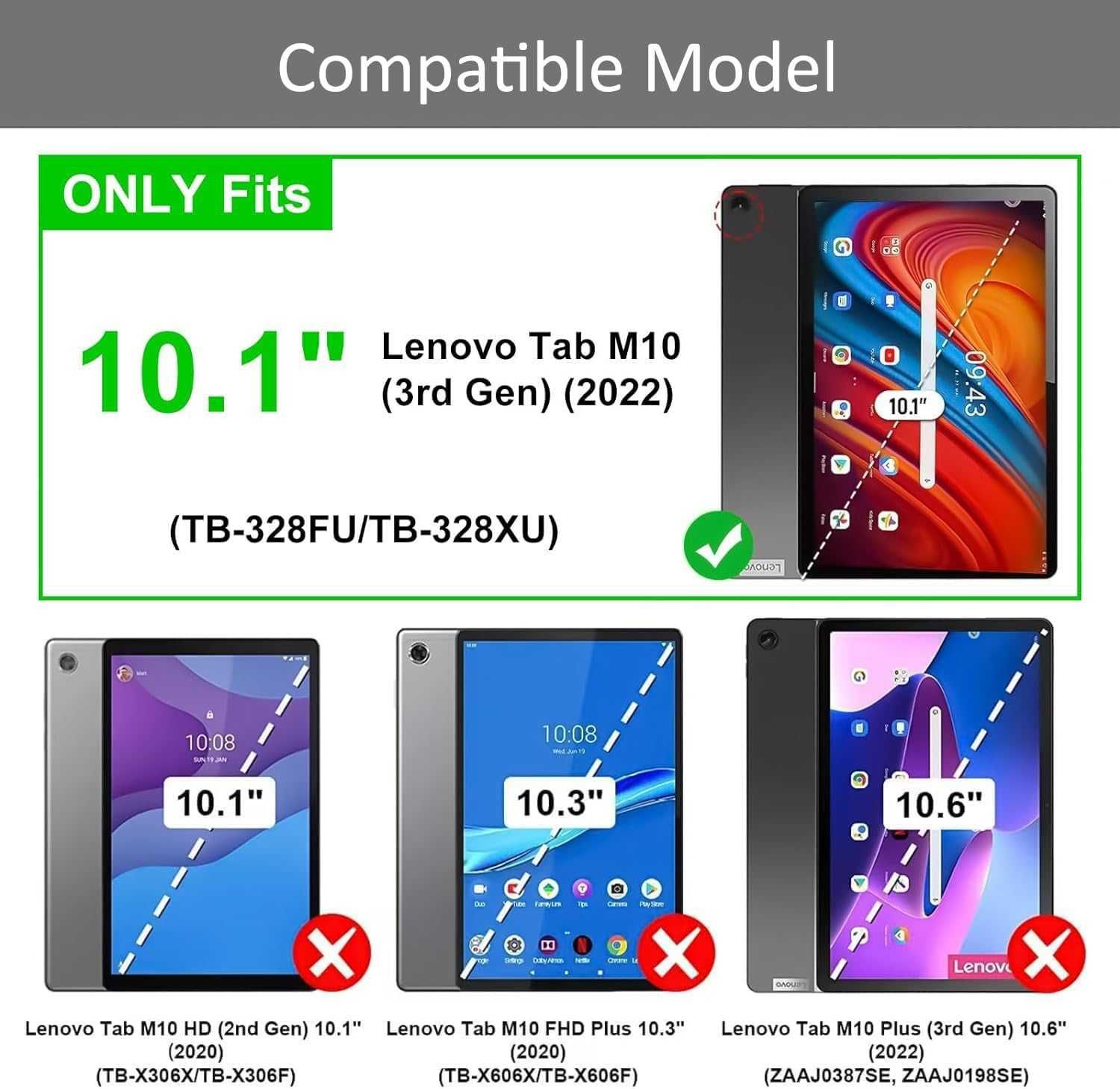 JADEMALL etui klawiatura LED RGB do Lenovo Tab M10 10,1'' 2022 3 gen