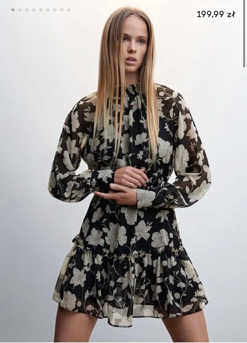 Сукня чорна в квіти Mango