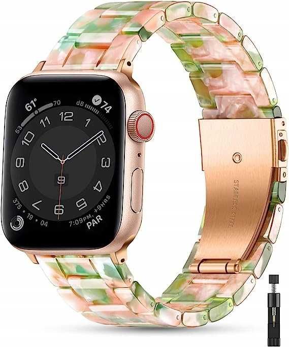 Pasek Apple Watch Upeak żywica regulow. rose-green