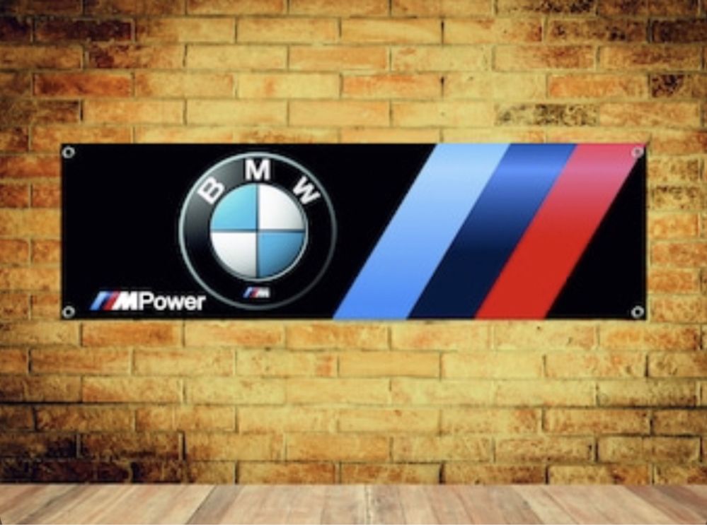 Baner plandeka BMW M Power 150x60cm gotowy do zawieszenia