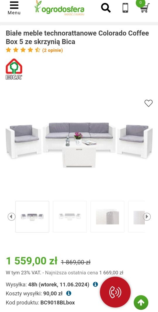Meble ogrodowe technorattanowe sofa+2 fotele