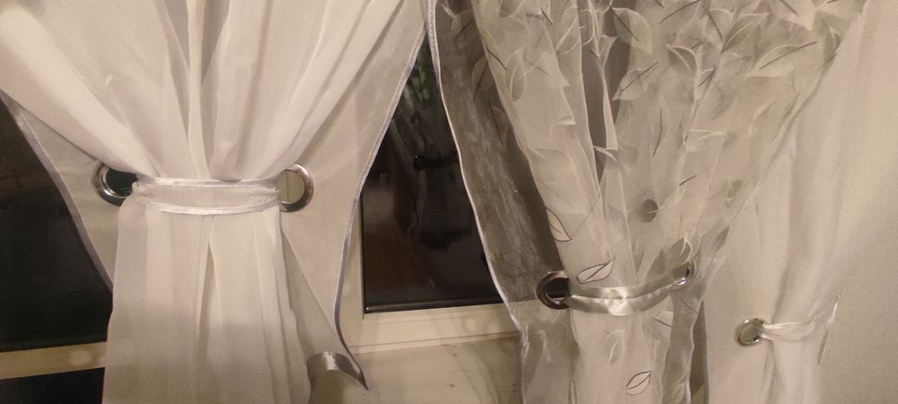 Firanka biało szara 500*160