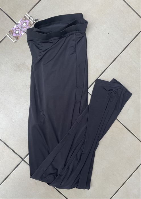 Legginsy roz.44/46 czarne błyszczące marszczone